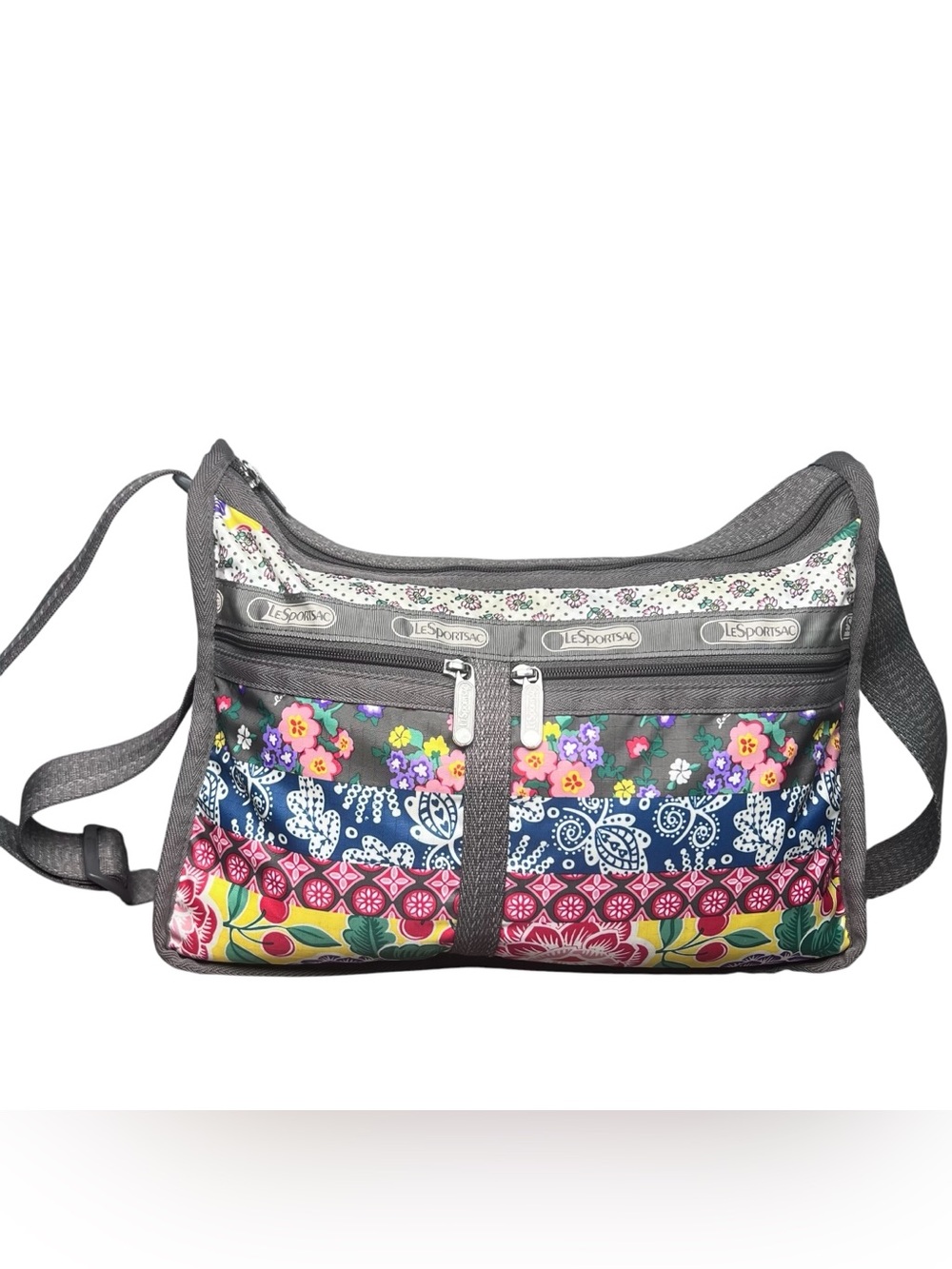 LeSportsac Deluxe Expandable Messenger Crossbody Shoulder bag vibrant floral